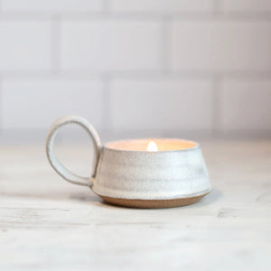 Wheel-Thrown Tea Light Holder | Stoneware | White, Cream, or Black
