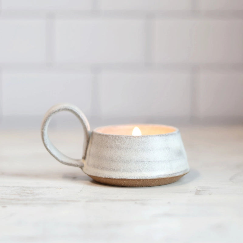 Wheel-Thrown Tea Light Holder | Stoneware | White, Cream, or Black