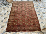 Vintage Turkoman Bukhara Wool Rug | 4'7" × 6'9" — Hand-Knotted c. 1950s