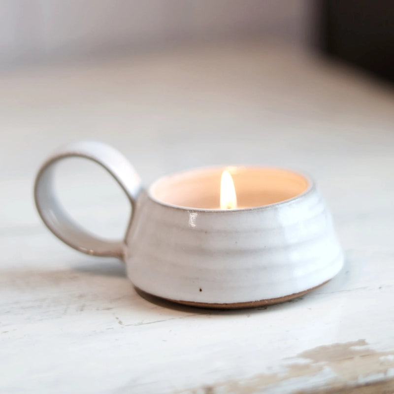 Wheel-Thrown Tea Light Holder | Stoneware | White, Cream, or Black