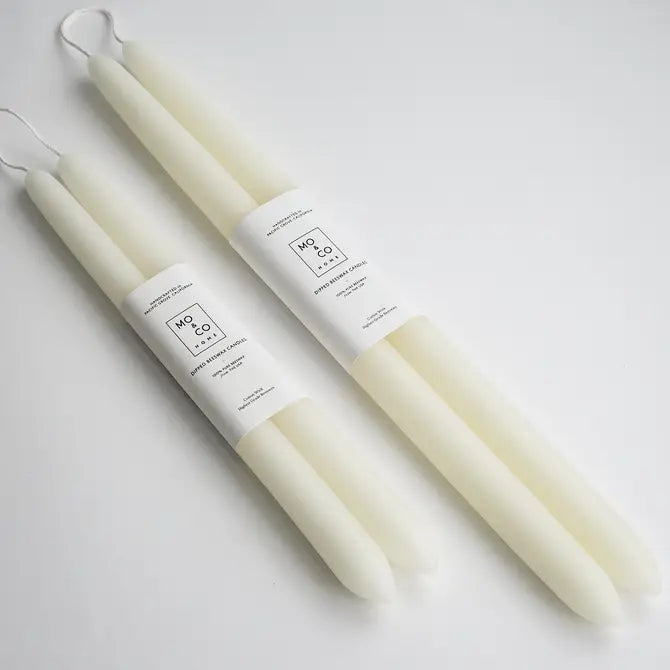 Hand-Dipped Beeswax Taper Candles