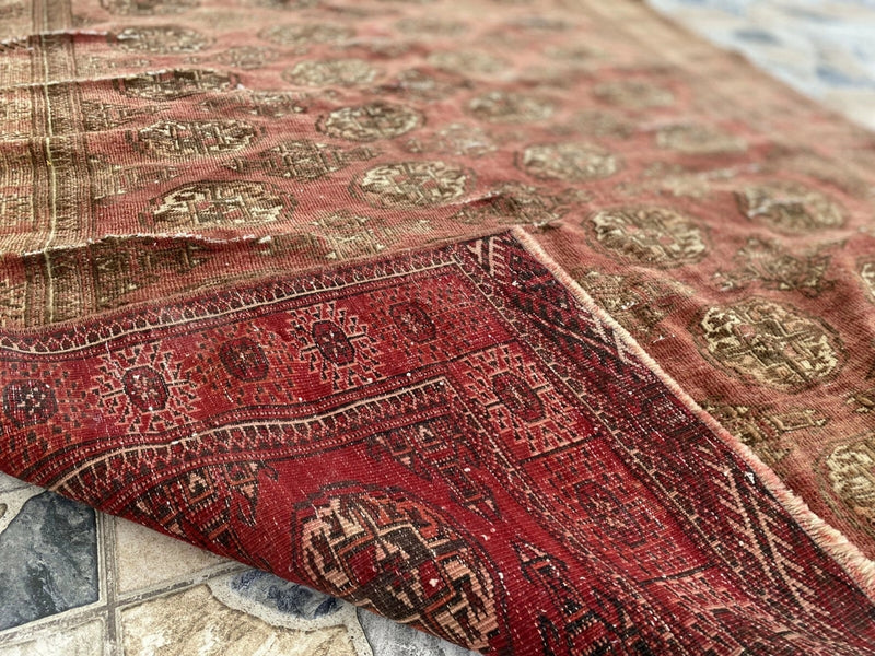 Vintage Turkoman Bukhara Wool Rug | 4'7" × 6'9" — Hand-Knotted c. 1950s