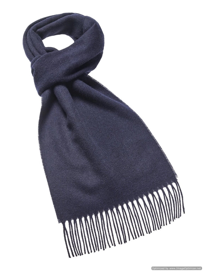 Yorkshire Merino Lambswool Scarf | Plain Navy | 10" x 75"