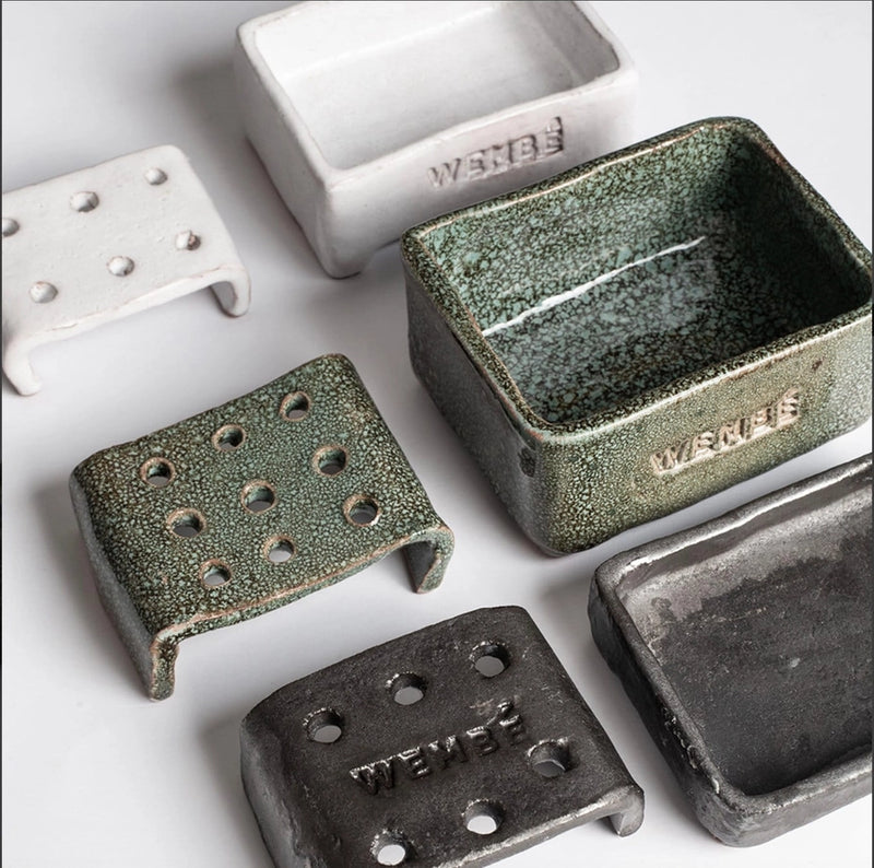 Handmade Terracotta Soap Dish | Paraguay Clay | Green Moss, Glacial White, or Gunmetal