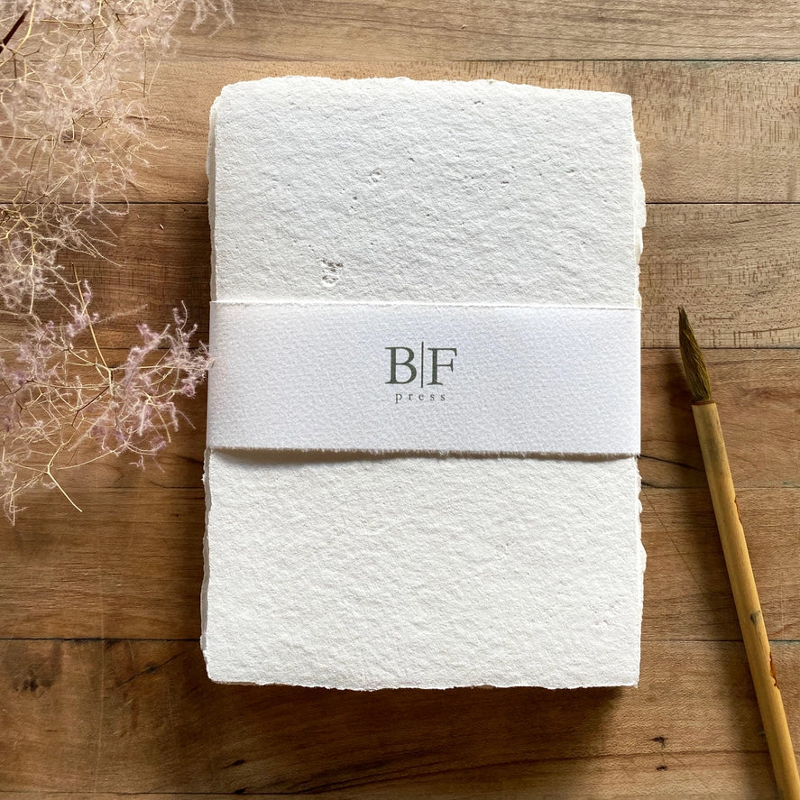 Ivory Handmade Recycled Cotton Paper Set with Envelopes | 6 Sheets
