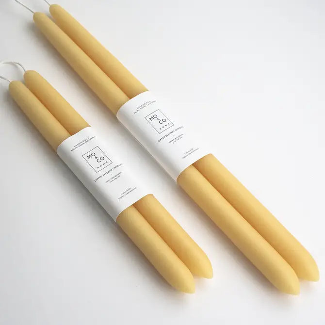 Hand-Dipped Beeswax Taper Candles