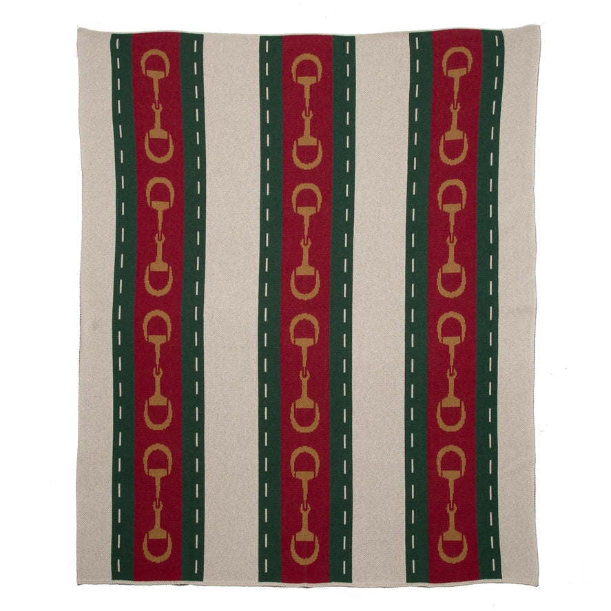 Equestrian Horse Bit | Knit Throw Blanket | 50 x 60"
