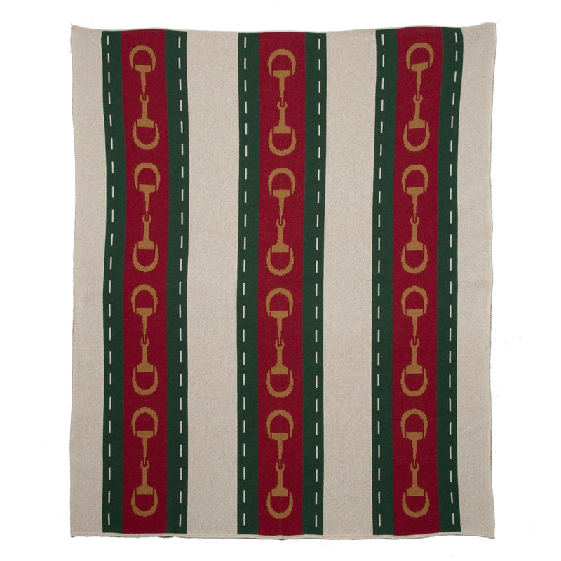 Equestrian Horse Bit | Knit Throw Blanket | 50 x 60"