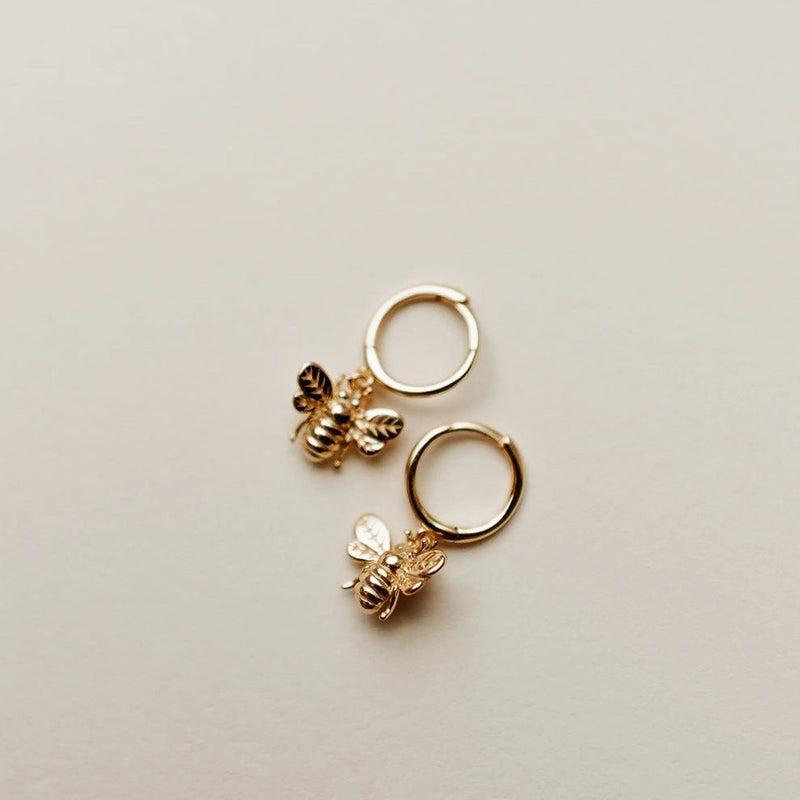 Honey Bee Huggie Hoop Earrings | Gold Vermeil