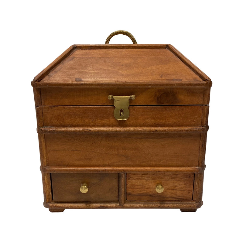 Portable Antique-Style Campaign Chest | Mango & Teak Wood