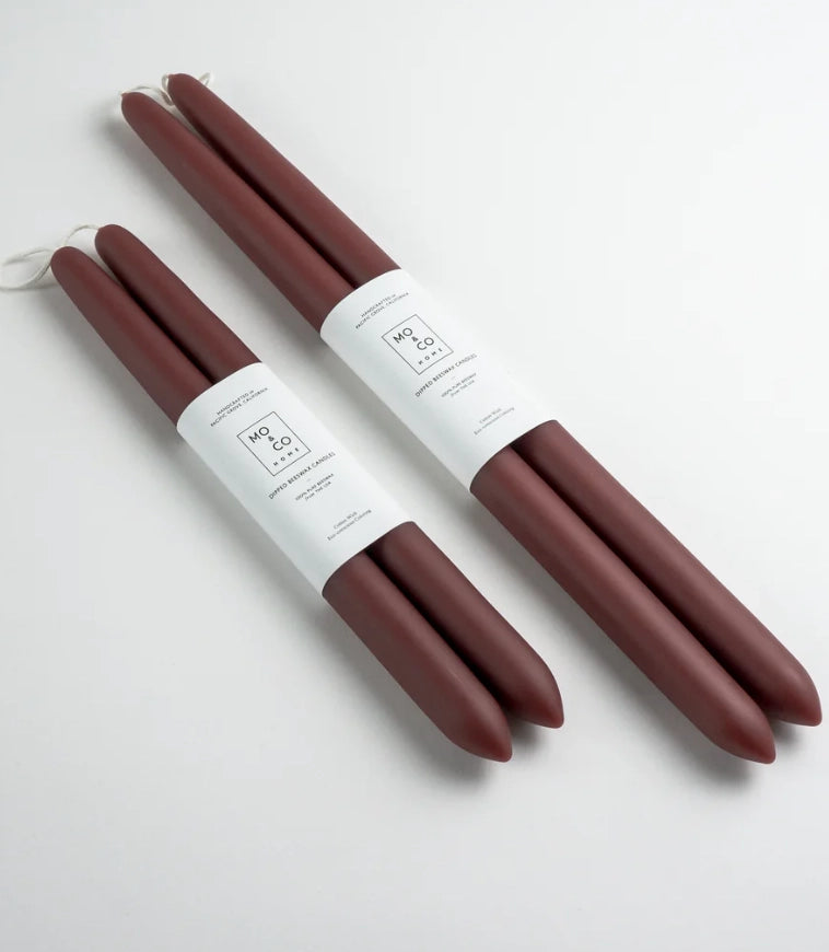 Hand-Dipped Beeswax Taper Candles