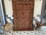 Vintage Turkoman Bukhara Wool Rug | 4'7" × 6'9" — Hand-Knotted c. 1950s