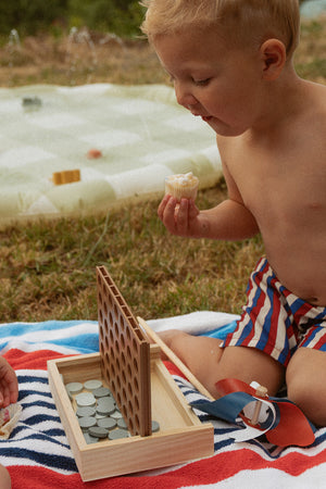 Wooden 4 in a Row Game | Dusty Blue | Travel Size