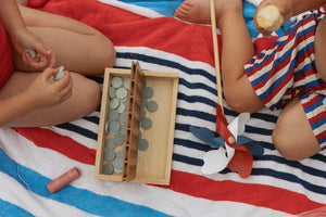 Wooden 4 in a Row Game | Dusty Blue | Travel Size
