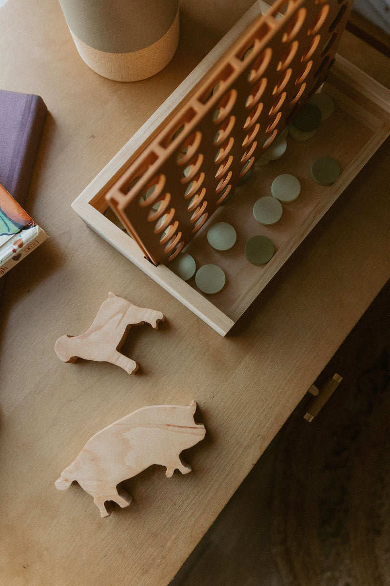 Wooden Four in a Row Game | Travel Size