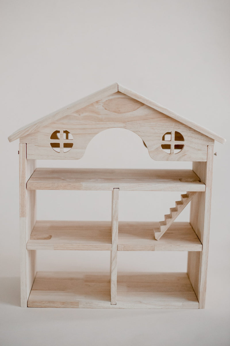Classic Wooden Dollhouse | 3-Story | Rubberwood | 46.5 × 19 × 50 cm