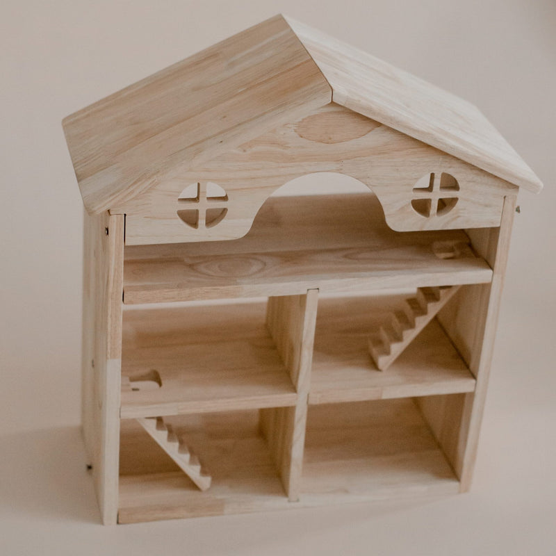 Classic Wooden Dollhouse | 3-Story | Rubberwood | 46.5 × 19 × 50 cm