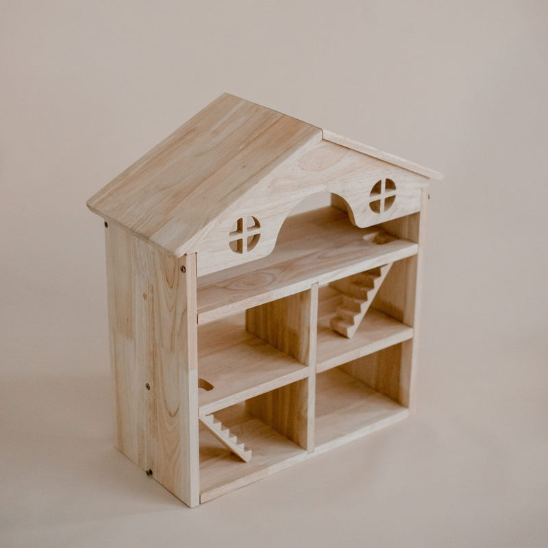 Classic Wooden Dollhouse | 3-Story | Rubberwood | 46.5 × 19 × 50 cm