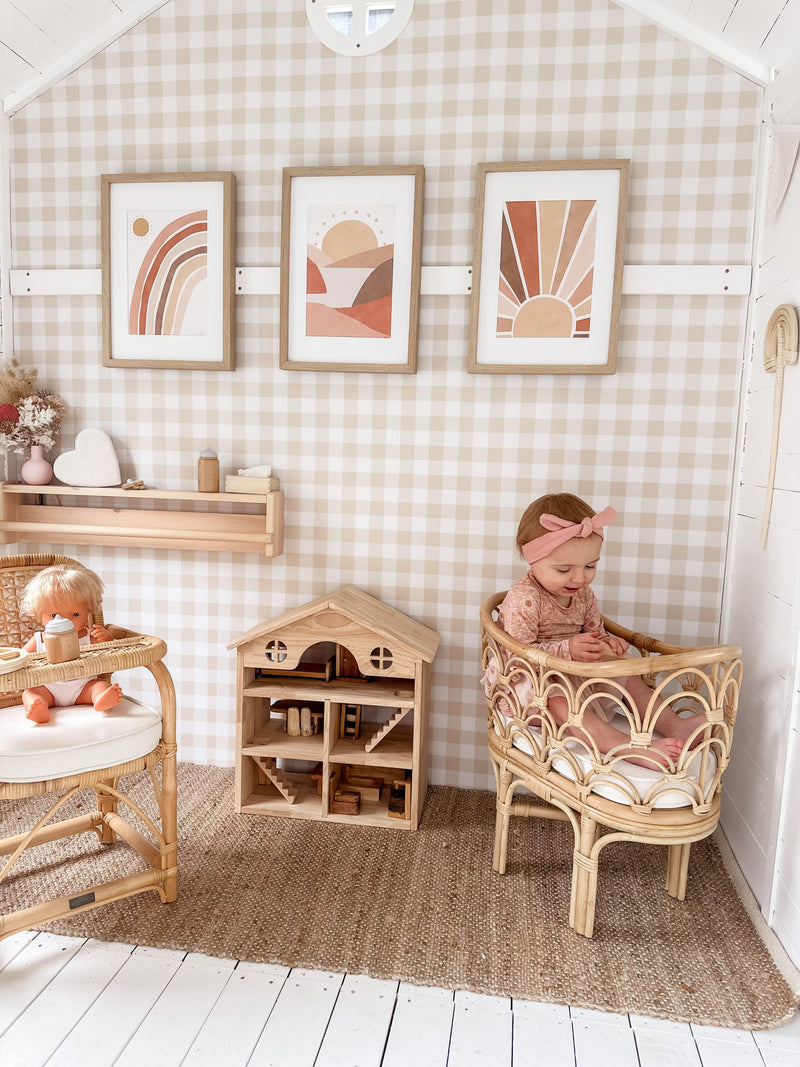Classic Wooden Dollhouse | 3-Story | Rubberwood | 46.5 × 19 × 50 cm