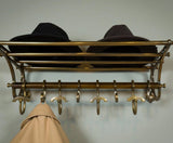 Brass Train-Style Wall Coat Rack | 8 Hooks