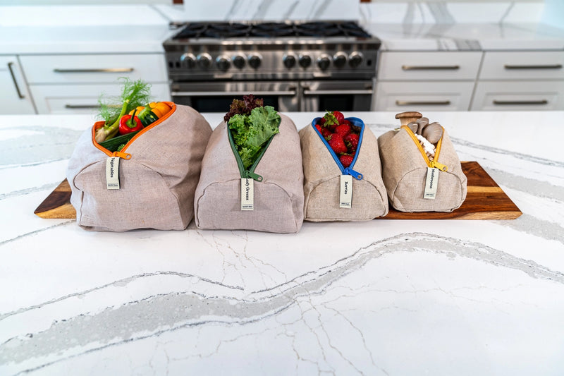 Reusable Linen Produce Bags | Complete Set of 4 | Handcrafted in California
