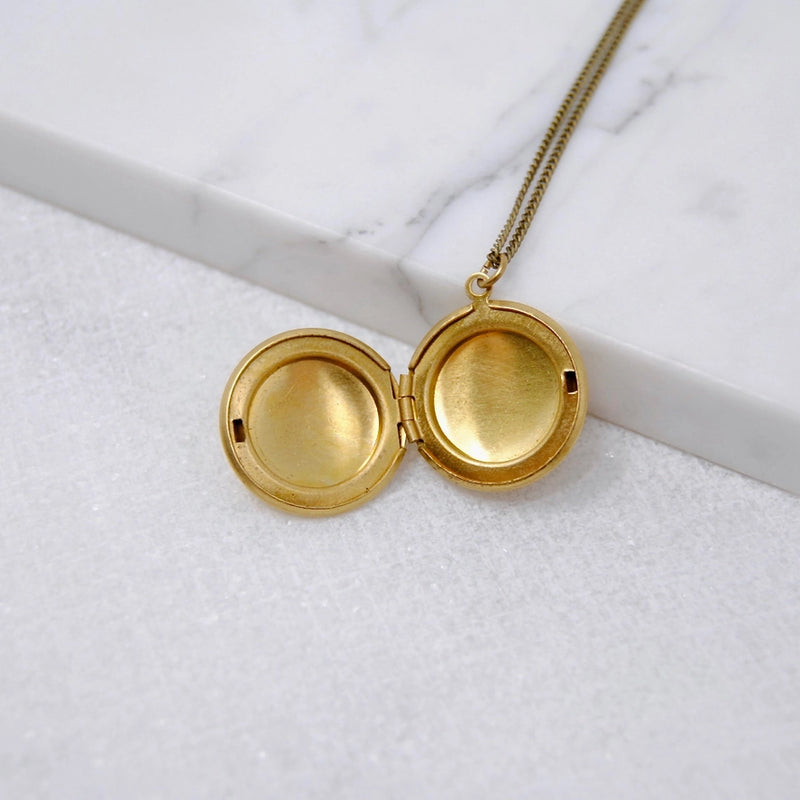 Round Locket Necklace | Brushed Brass