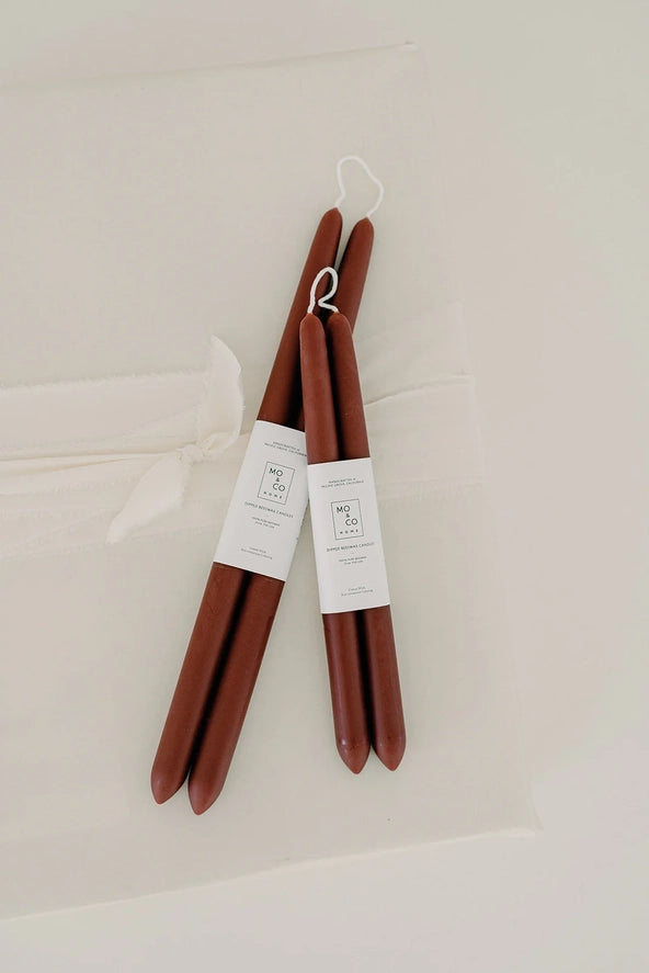 Hand-Dipped Beeswax Taper Candles