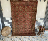 Vintage Turkoman Bukhara Wool Rug | 4'7" × 6'9" — Hand-Knotted c. 1950s