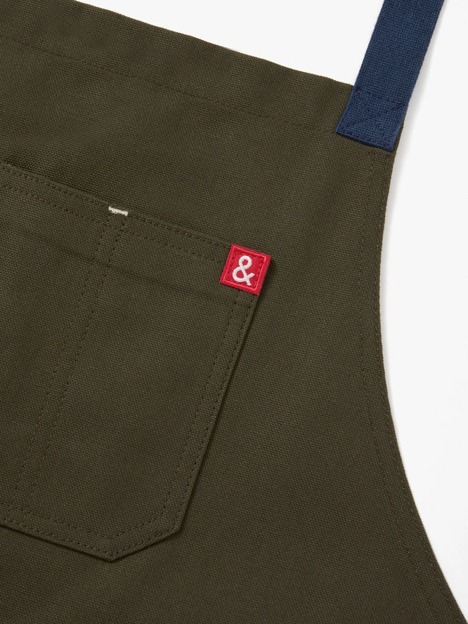 All Day Crossback Apron | Olive Green / Navy Straps