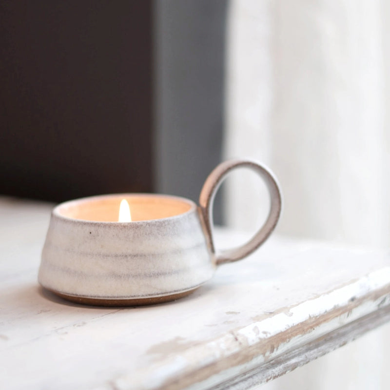 Wheel-Thrown Tea Light Holder | Stoneware | White, Cream, or Black