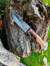 Handmade | Damascus Steel Guthook Skinning Knife | 4" Blade