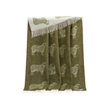 Sheep Mossy Green Pure Wool Throw | 51" x 75"