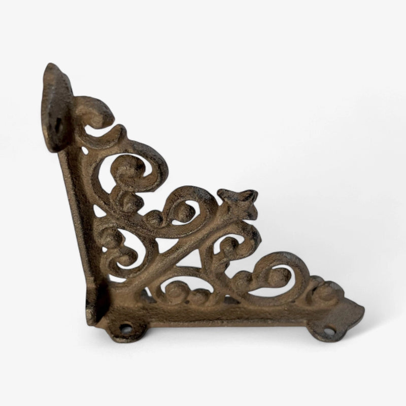 Cast Iron Shelf Bracket | Vintage Scroll — Antique Finish