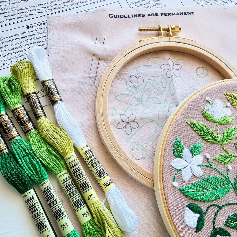 Blissful Blooms | Beginner Embroidery Kit | 5" Hoop