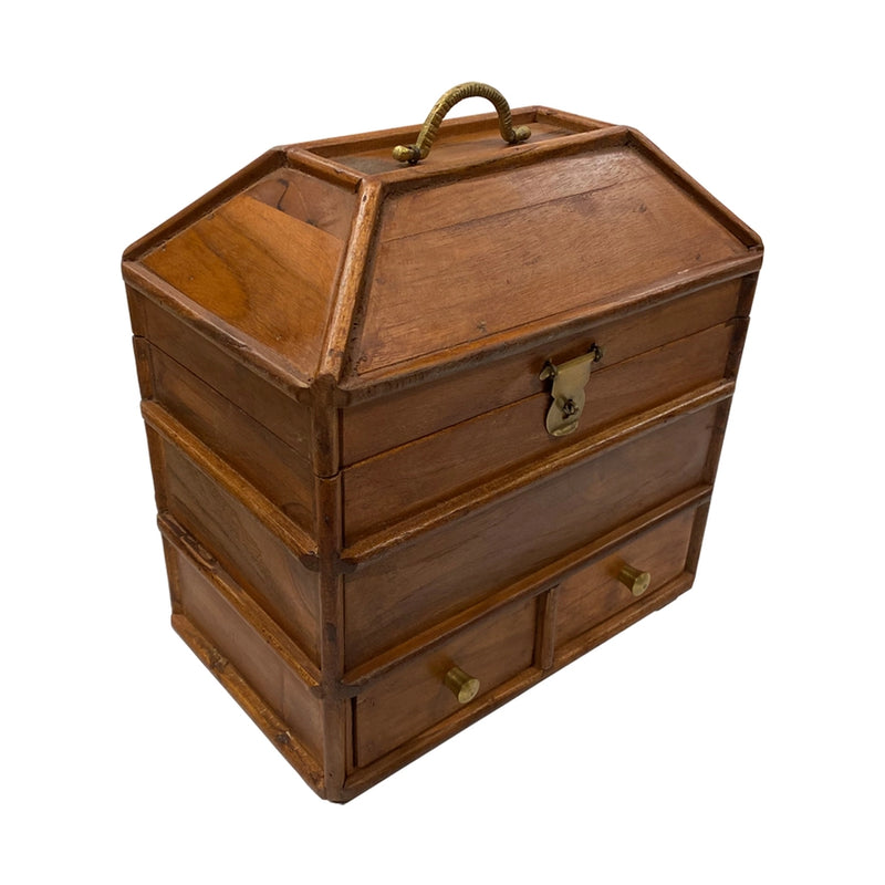 Portable Antique-Style Campaign Chest | Mango & Teak Wood
