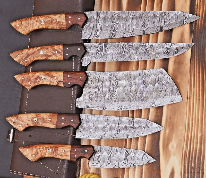 Handmade | Damascus Steel Kitchen Knife Set | 5 Piece