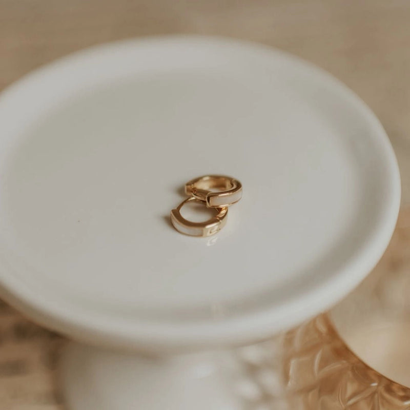 Ruth Mother of Pearl Huggies | Gold Vermeil
