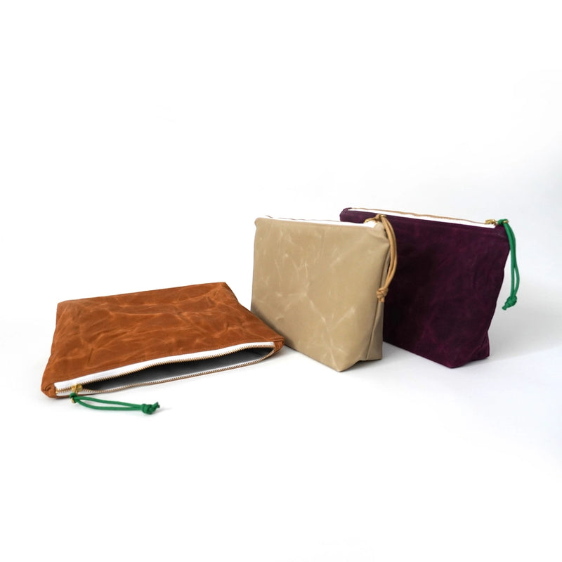 Waxed Canvas Cosmetic Bag — Large