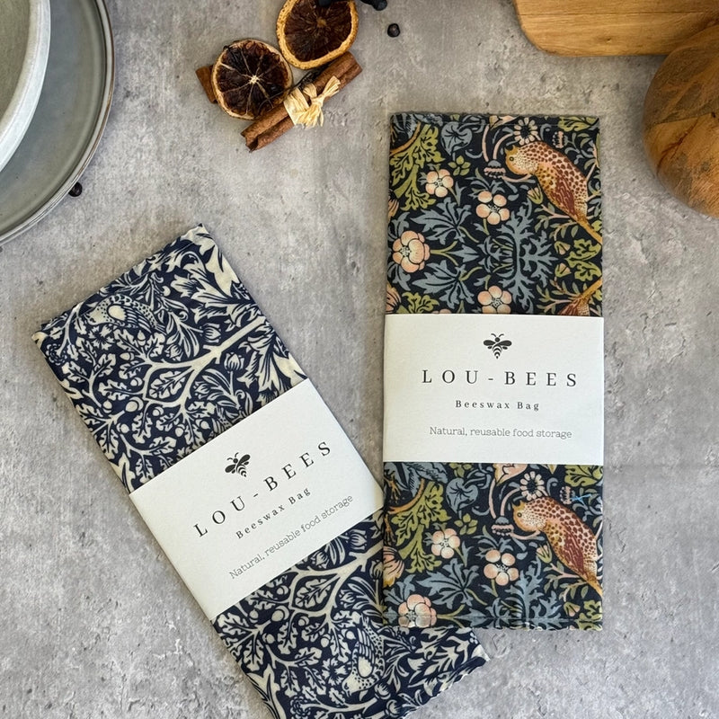 Beeswax Food Storage Bag | William Morris Print | 13" x 11"