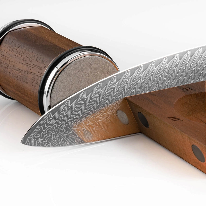 Tumbler Rolling Sharpener | Rolling Knife Sharpener | Magnetic Wooden Base