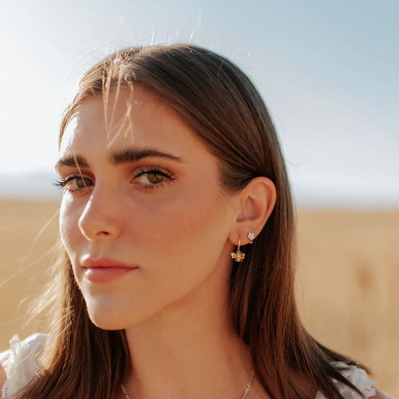 Honey Bee Huggie Hoop Earrings | Gold Vermeil