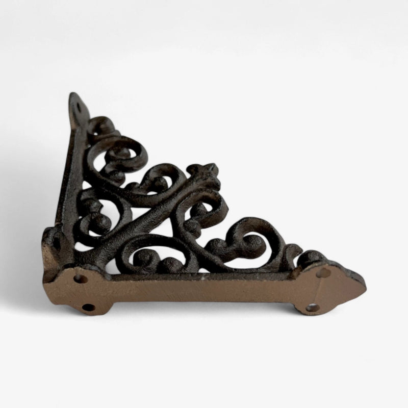 Cast Iron Shelf Bracket | Vintage Scroll — Antique Finish