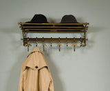 Brass Train-Style Wall Coat Rack | 8 Hooks