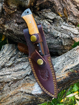 Handmade | Damascus Steel Guthook Skinning Knife | 4" Blade