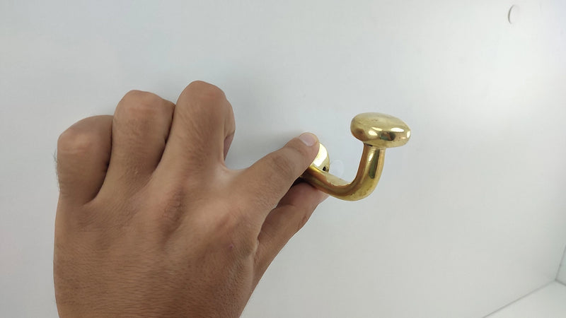 Solid Brass Wall Hook | Unlacquered | Handcrafted Vintage Style