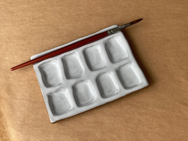 Ceramic Watercolor Palette | 8-Well, Handmade in Michigan | 5" × 4"