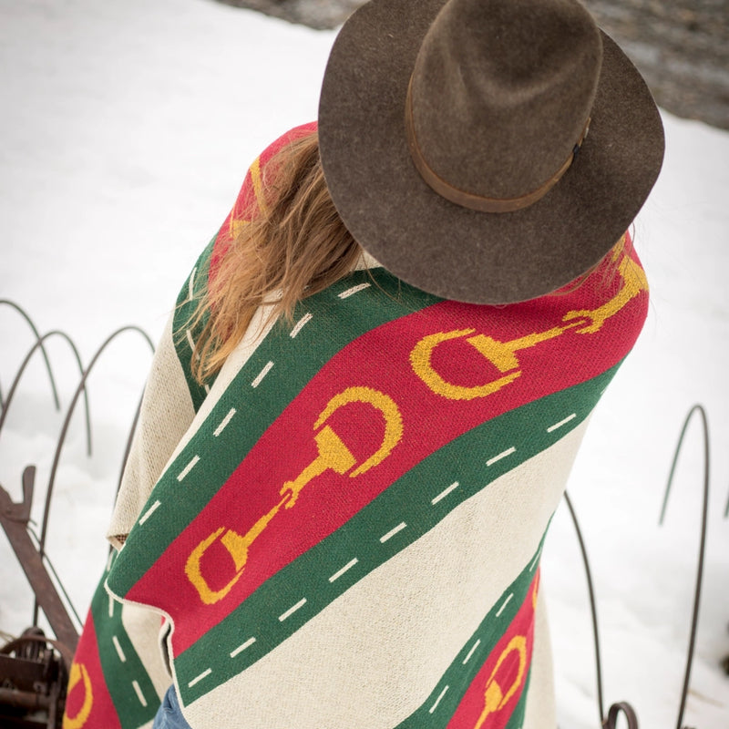 Equestrian Horse Bit | Knit Throw Blanket | 50 x 60"