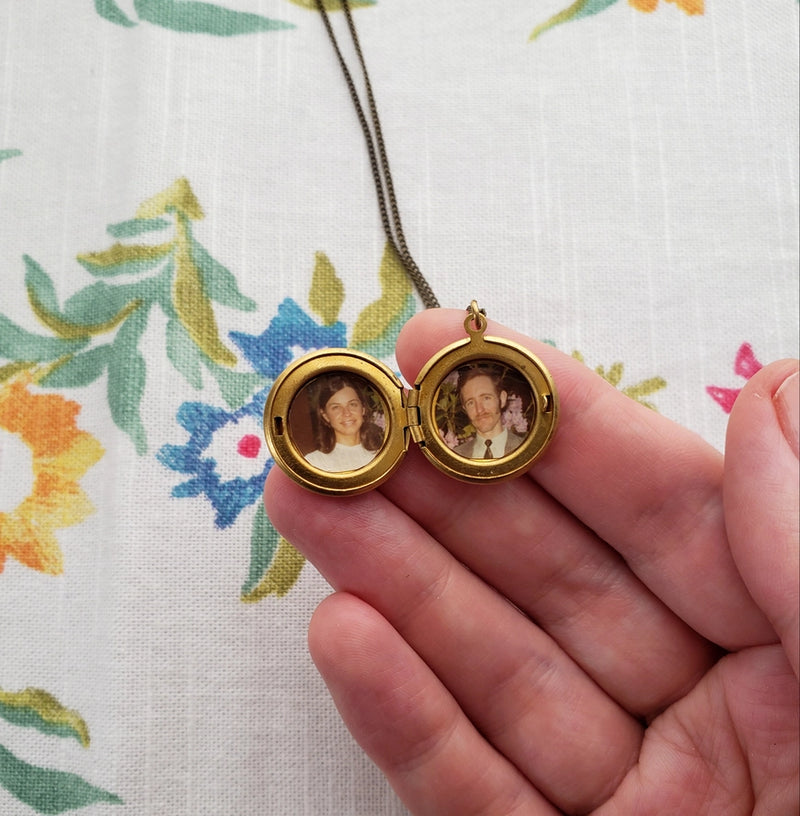 Round Locket Necklace | Brushed Brass