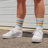 Striped Crew Sock | Columbia Blue & Brass