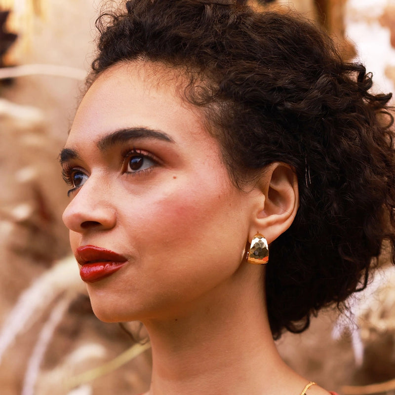 Hammered Gold Hoop Earrings